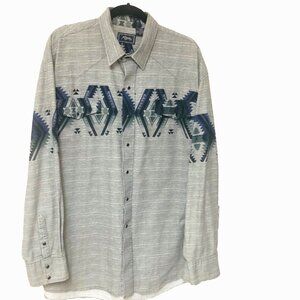 Roper Western Aztec Southwest Shirt Men's XL Blk Pearl Snaps‎ Ranch Cowboy Korea
